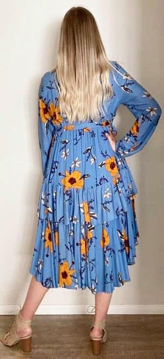 Jaase Hi-Lo Floral Midi Dress Large