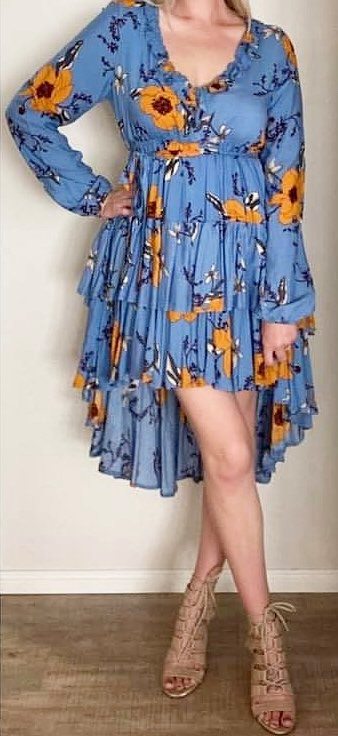 Jaase Hi-Lo Floral Midi Dress Large