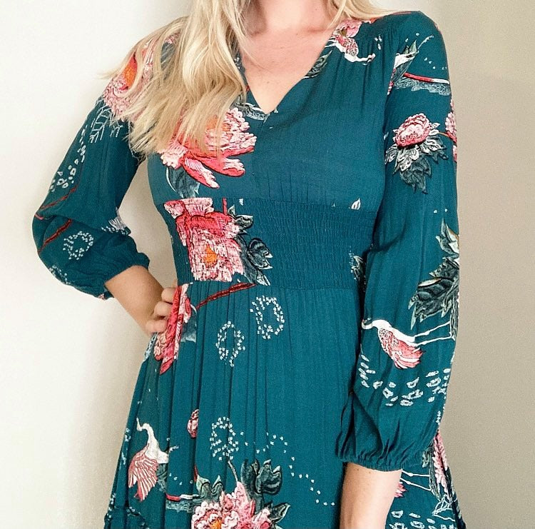 Jaase Long Sleeve Floral Maxi Dress Medium