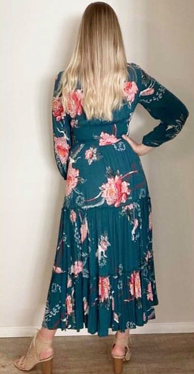 Jaase Long Sleeve Floral Maxi Dress Medium