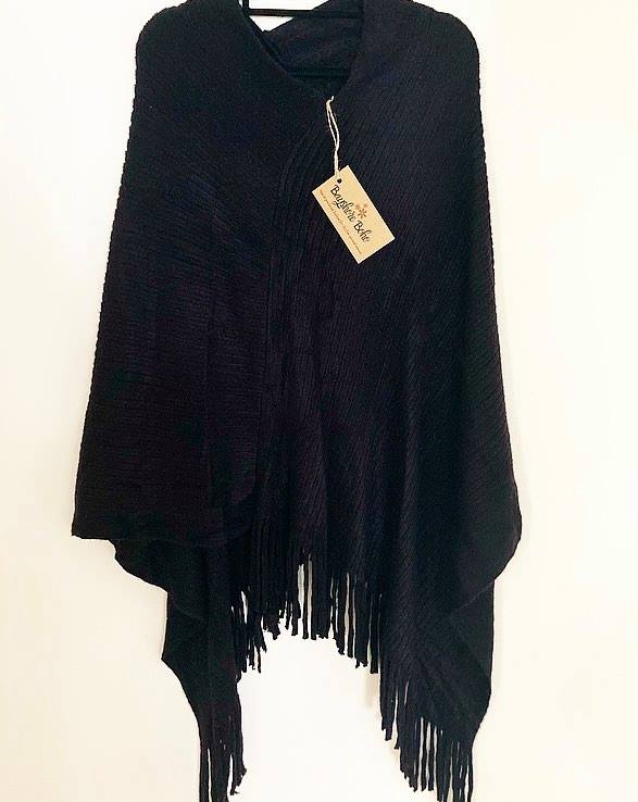 Boho Tassel Poncho One Size