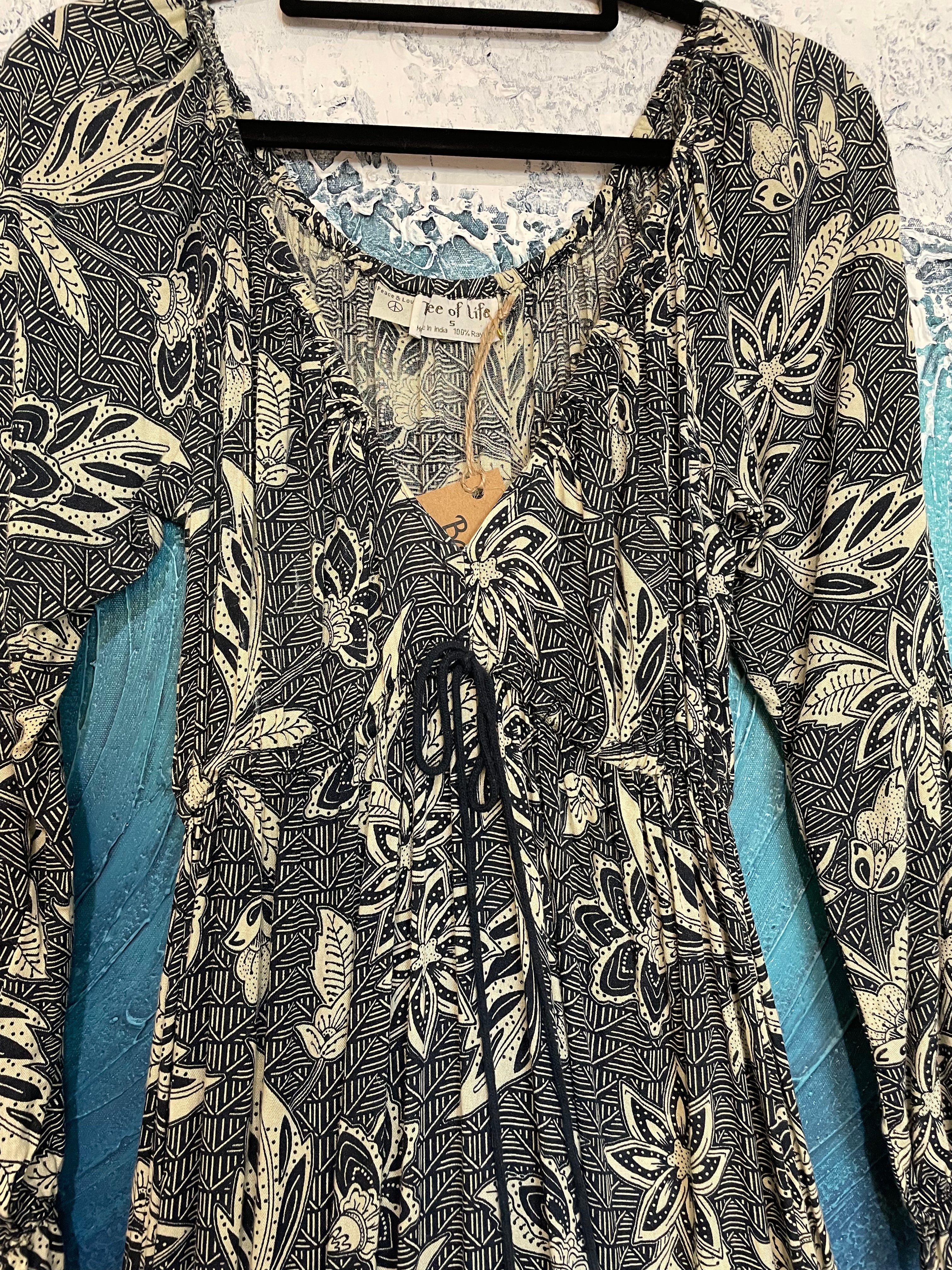 tree of life maxi dress Brigids Tree of Life Cotton Tiered Maxi Dress with Pockets