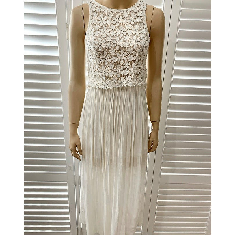 Angel Biba Floral Embroidered Lace Midi Dress Size 8