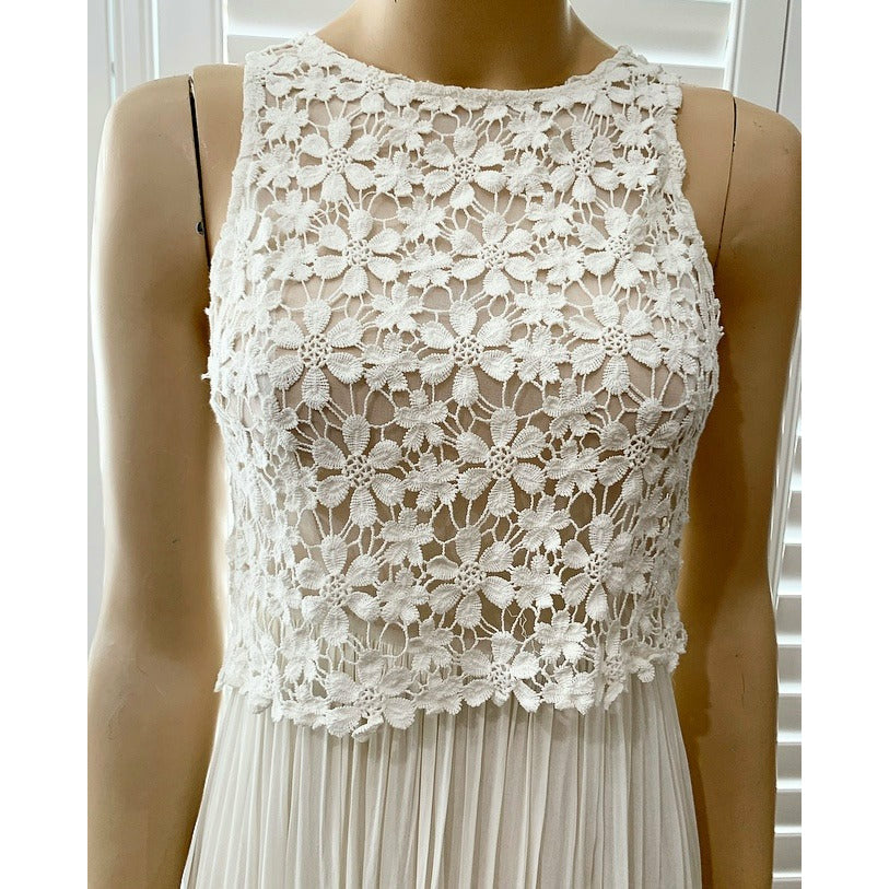 Angel Biba Floral Embroidered Lace Midi Dress Size 8