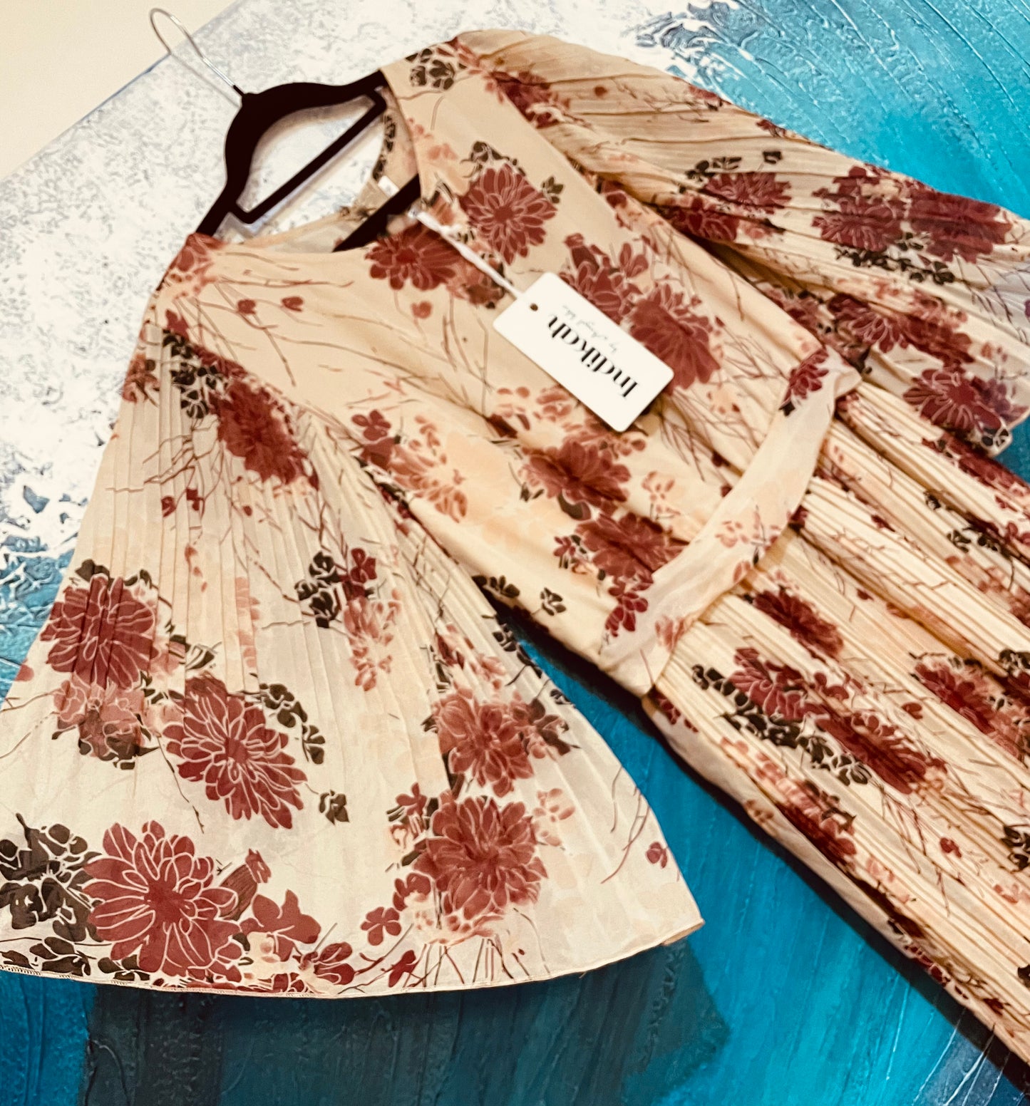 Indikah Kimono Sleeve Pencil Pleat Midi Dress Size 12