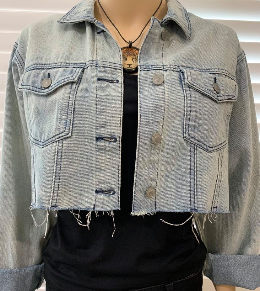 Pre-loved Cropped Denim Jacket Size 10