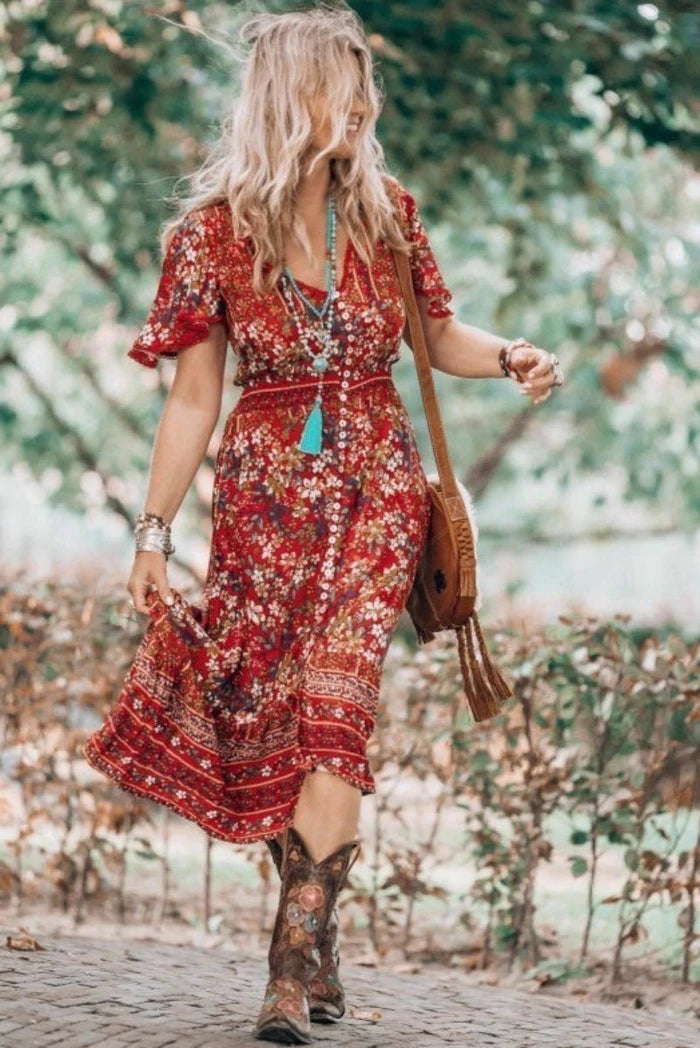 Label of Love Red Floral ‘London’ Maxi Dress