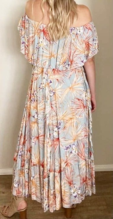 Jaase Off Shoulder Tropical Maxi Dress XS