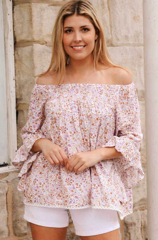 Dreamcatcher ‘Sharon’ Off Shoulder Top Large