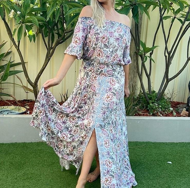 Jaase Off Shoulder Floral Maxi Dress Medium