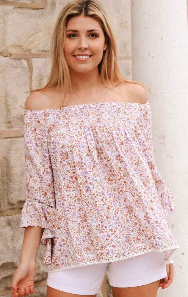 Dreamcatcher ‘Sharon’ Off Shoulder Top Large
