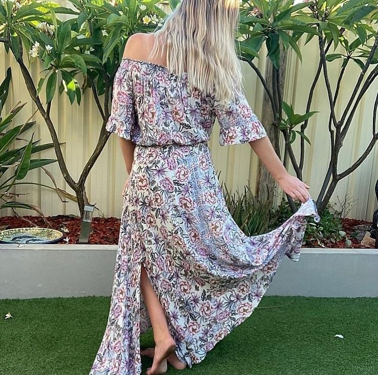 Jaase Off Shoulder Floral Maxi Dress Medium