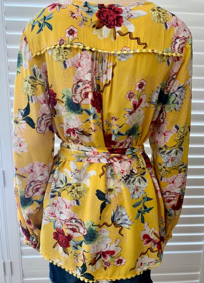 Jaase Long Sleeve Floral Top Large