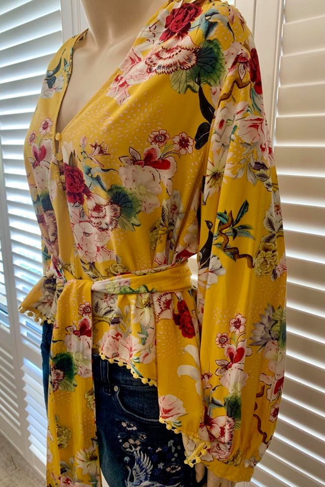 Jaase Long Sleeve Floral Top Large
