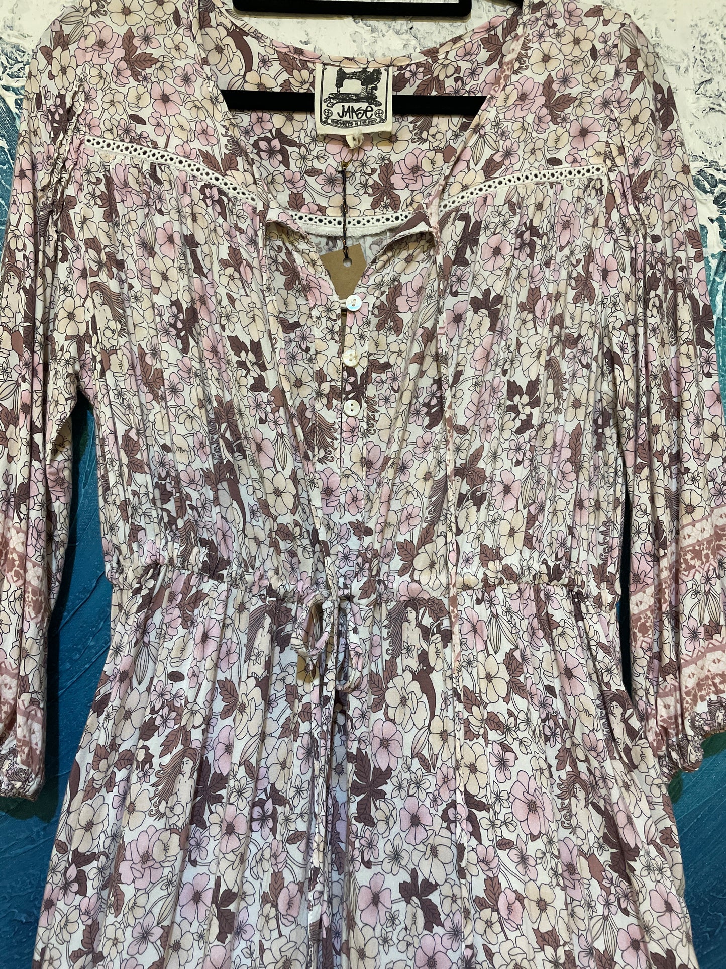 Jaase 'Shorelines' Tie Waist  Midi Dress Medium