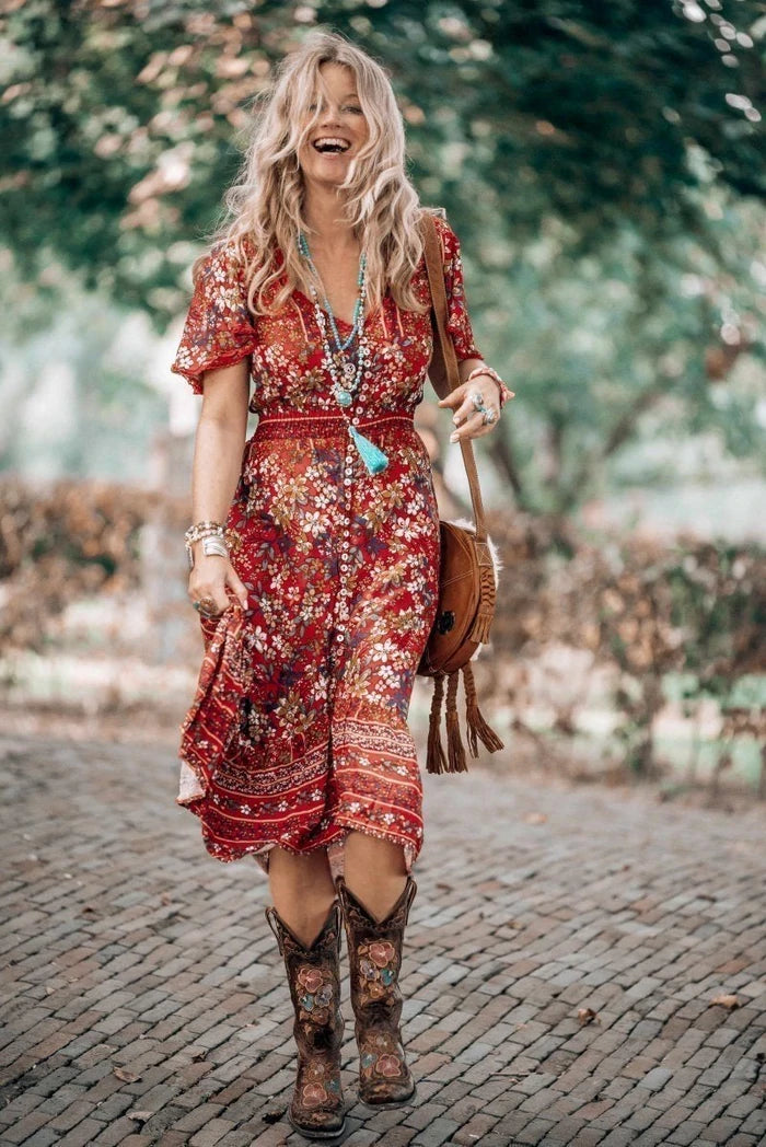 Label of Love Red Floral ‘London’ Maxi Dress