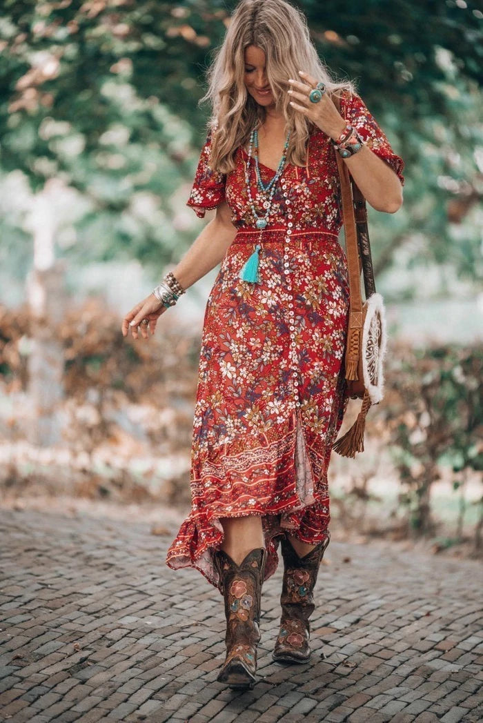 Label of Love Red Floral ‘London’ Maxi Dress